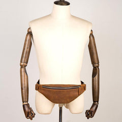 Vintage Brown Mens Leather Mens Fanny Pack Brown Waist Bag Hip Pack Belt Bag Bum bag for Men - iwalletsmen