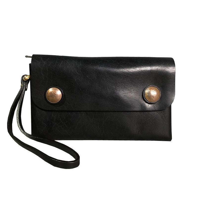 Handmade Black Leather Mens Long Wallet Tan Wristlet Wallet Brown Clutch Biker Chain Wallet Men - iwalletsmen
