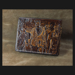 Handmade Leather Tooled TheWalkingDead Mens billfold Wallet Cool Leather Wallet Slim Wallet for Men