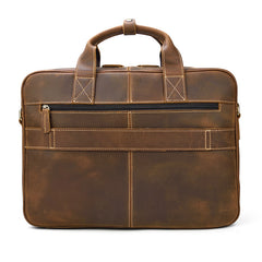 Vintage Brown Leather Men's 14‘’ Laptop Briefcase Professional Briefcase Computer Bag For Men - iwalletsmen