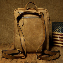 Coffee Cool Mens Leather 13-inch Computer Backpack Brown Satchel Backpacks School Backpacks for men - iwalletsmen