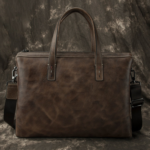 Leather Vintage Mens 14-inch Blue Briefcase Lawyer Briefcases Laptop Briefcase Business Briefcase For Men - iwalletsmen