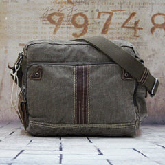 Vintage Canvas Black Mens Small Postman Bag Green Canvas Messenger Bags Small Courier Bag For Men - iwalletsmen