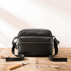 Black Cool Leather Mens Small Postman Bag Brown Messenger Bags Courier Bag for Men - iwalletsmen