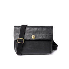 Fashionable Black Leather Mens Small Side Bag Messenger Bags Casual Shoulder Bags for Men - iwalletsmen