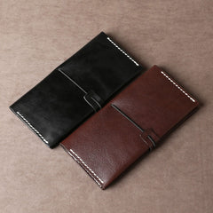 Genuine Leather Mens Cool Long Leather Wallet Cards Phone Bifold Clutch Wallet for Men