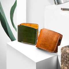 Handmade Mens Cool billfold Leather Wallet Men Small Slim Wallets Bifold for Men - iwalletsmen