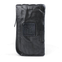 Cool Leather Mens Brown Long Chain Wallet Black Wristlet Wallet Black Clutch Wallet for Men - iwalletsmen