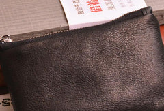 Black Mens Leather Slim Zipper Wallet billfold Wallet Coin Wallet Change Pouch For Men - iwalletsmen
