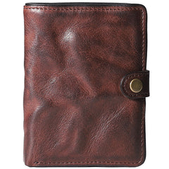 Pleated Leather Mens Vertical Black billfold Wallet Men Brown Small Bifold Wallets for Men - iwalletsmen
