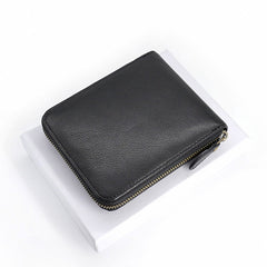 Leather Mens Black Zipper Small Wallet Front Pocket Wallet Small Wallet for Men - iwalletsmen
