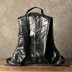 Fashion Leather Men's 15 inches Computer Backpack Black Large Travel Backpack Coffee Large College Backpack For Men - iwalletsmen