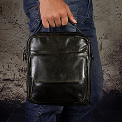 Small Leather Mens SIDE BAGs COURIER BAG Messenger Bag Shoulder Bag for Men - iwalletsmen