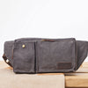 Canvas Belt Pouch Gray Light Coffee Waist Bag for Men - Back View
