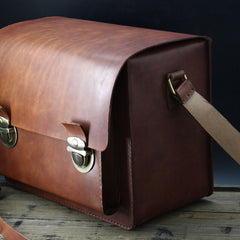 Handmade Vintage Coffee Leather Mens Camera Shoulder Bags Camera Messenger Bag for Men - iwalletsmen