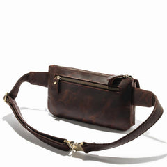 Top Leather Fanny Pack Men's Dark Brown Chest Bag Hip Bag Brown Waist Bag For Men - iwalletsmen
