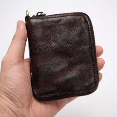 Dark Gray Handmade Leather Mens Small Wallet billfold Wallet Card Wallet For Men - iwalletsmen