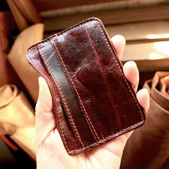 Brown Slim Leather Mens Card Wallet Small Card Holder Front Pocket Wallet For Men - iwalletsmen