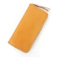 Black Handmade Vintage Mens Zipper Coffee Large Bifold Leather Long Wallet Cool Long Wallet for Men - iwalletsmen