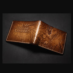 Handmade Leather Tooled League of Legends LOL Thresh Mens billfold Wallet Cool Leather Wallet Slim Wallet for Men