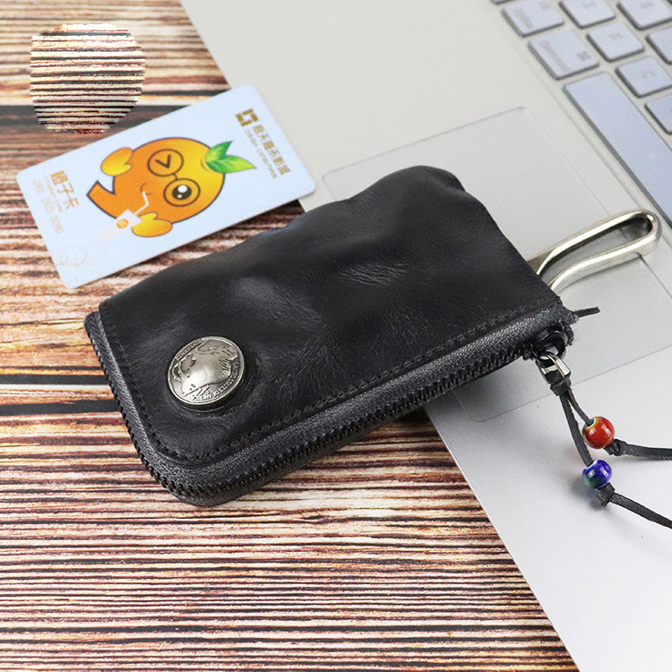 Vintage Mens Leather Key Wallet Zipper Key Holder Coin Wallet Change Pouch For Men - iwalletsmen