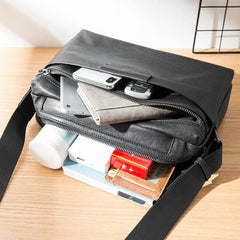 Black Soft Leather Mens 10 inches Courier Bag Postman Bag Black Messenger Bags Side Bag for Men - iwalletsmen