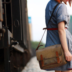 Handmade Vintage Leather Mens Messenger Bags Coffee Shoulder Bags for Men - iwalletsmen