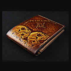 Handmade Leather Tooled Metallica Mens billfold Wallet Cool Leather Wallet Slim Wallet for Men