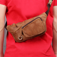 Badass Leather Fanny Pack Men's Brown Chest Bag Hip Bag Waist Bag For Men - iwalletsmen
