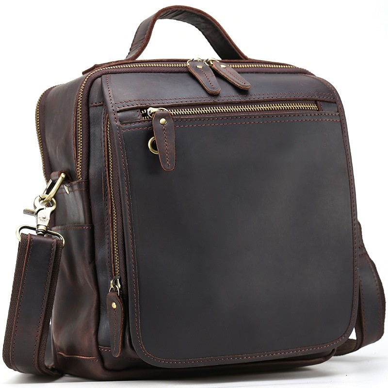 Black Coffee Fashion Leather Mens Vintage Small Handbag Shoulder Bags Side Bag For Men - iwalletsmen