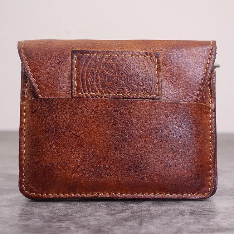 Brown Leather Men Card Holder Wallet Leather Card Holder Slim Wallet with Coin Pocket For Men - iwalletsmen