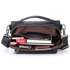 Black LEATHER MENS Small Postman Bag SIDE BAG COURIER BAG Black MESSENGER BAG FOR MEN - iwalletsmen