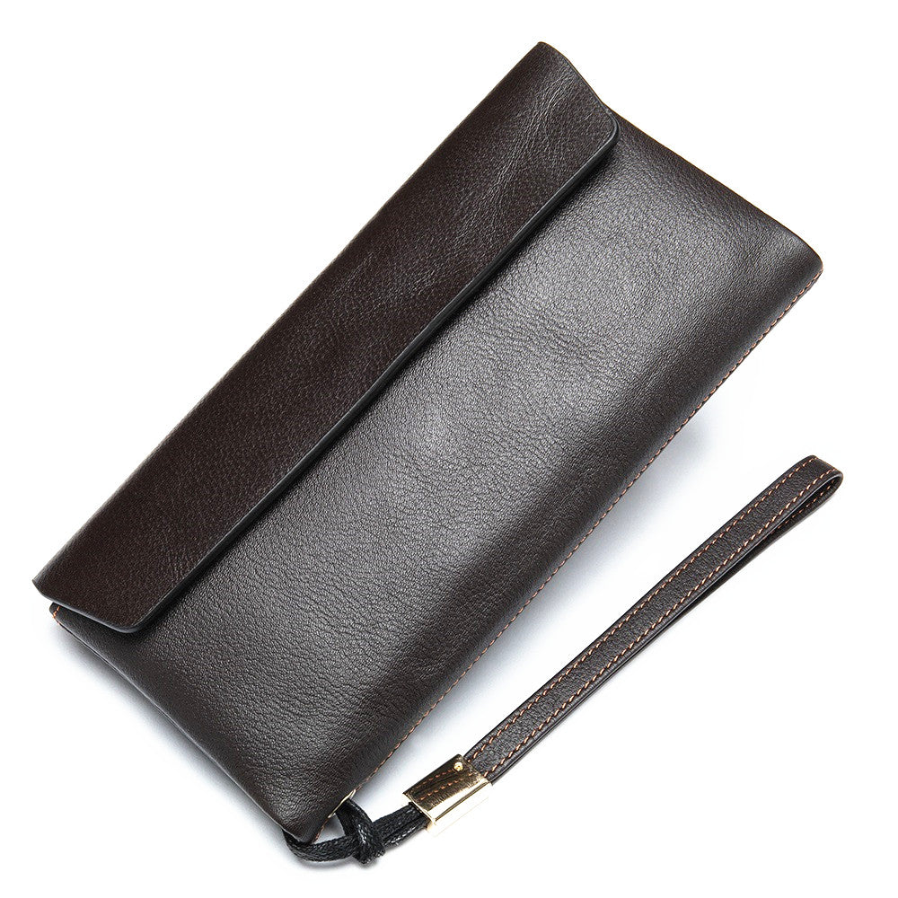 Cool Leather Long Wallet for Men Black Envelope Wallet Wristlet Clutch Wallet For Men - iwalletsmen