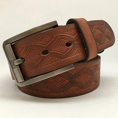 Handmade Cool Brown Tooled Leather Mens Belt Dark Brown Leather Belt for Men - iwalletsmen