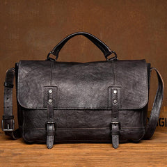 Brown Leather Mens 13 inches Briefcase Laptop Postman Bag Black Side Bag Courier Bag for Men - iwalletsmen