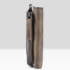 Handmade Leather Mens Chain Biker Wallet Cool Leather Wallet Trifold billfold Wallets - iwalletsmen