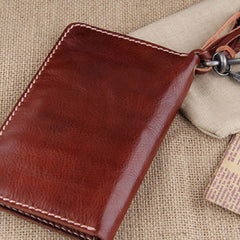 Handmade Leather Mens Long Chain Biker Wallet Cool Leather Wallet Slim Wallets for Men