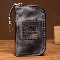 Brown Leather Mens Small Car Key Wallet Brown Key Holder Coin Purse Brown Card Holder For Men - iwalletsmen