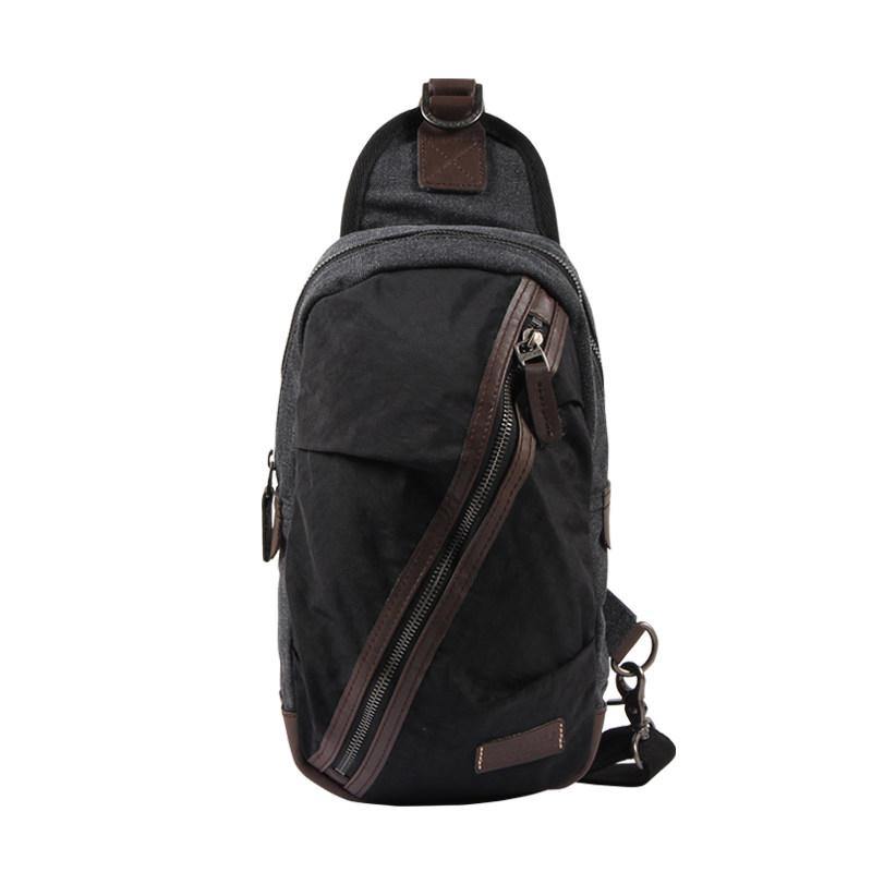Black Canvas Sling Backpack Men's Sling Bag Green Chest Bag Canvas One shoulder Backpack For Men - iwalletsmen