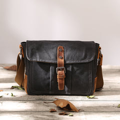 Small Waxed Canvas Mens Waterproof Green Side Bag Courier Bag Messenger Bag for Men - iwalletsmen