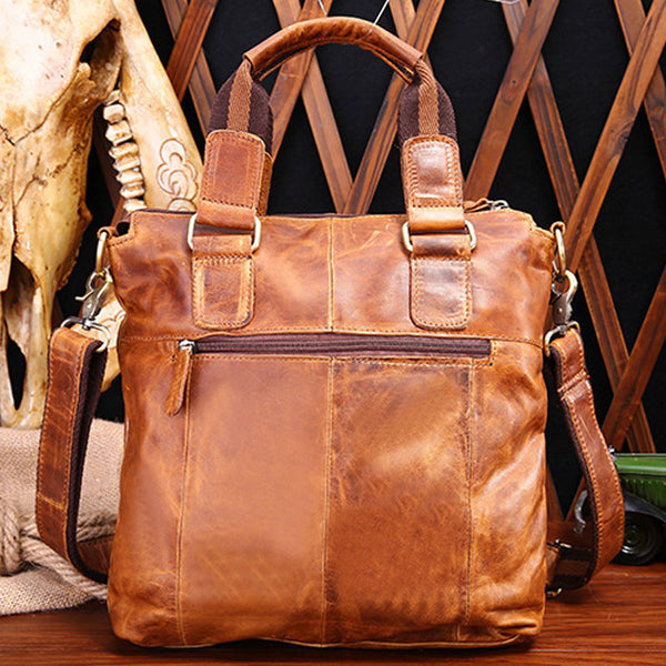 Vintage Coffee Leather Mens Briefcase Laptop Bag Business Bags Work Bag for Men - iwalletsmen