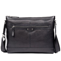 Cool Black Leather Mens Postman Bag Messenger Bags Side Bag Courier Bags for Men - iwalletsmen