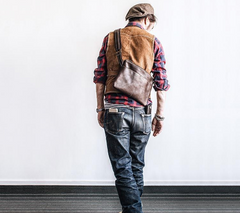 Genuine Leather Mens Cool Messenger Bag iPad Bag Chest Bag Bike Bag Cycling Bag for men