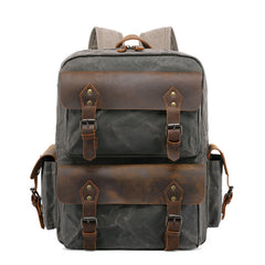 Cool Leather Mens 14 inches Brown Backpack Large Cool Vintage Large Travel Backpack for Men - iwalletsmen