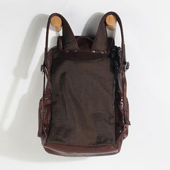 Handmade Leather Mens Cool Backpack Sling Bag Large Black Travel Bag Hiking Bag for men