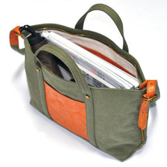 Green Canvas Leather Mens Womens Tote Shoulder Bags Messenger Bag Gray Tote Handbag For Men and Women - iwalletsmen