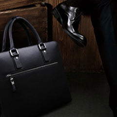 Genuine Leather Mens Cool Messenger Bag Briefcase Work Bag Business Bag Laptop Bag for men