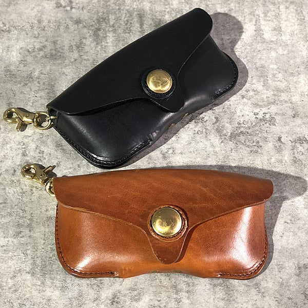 Handmade Mens Cool Brown Leather Glasses Case Glasses Box Black Glasses Holder Sunglasses Case for Men - iwalletsmen