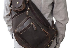 Cool Leather Chest Bag Sling CrossBody Bag Sling Travel Bag Sling Hiking Bag For Men - iwalletsmen