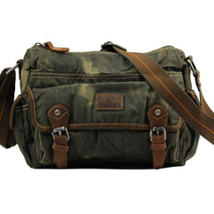 Cool Dark Green Denim Mens 10 inches Messenger Bags Jean Postman Bags Courier Bag For Men - iwalletsmen